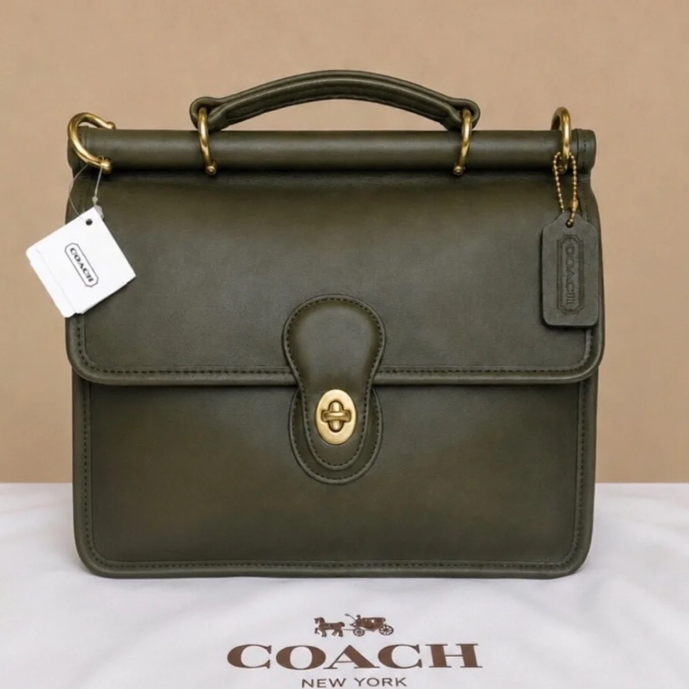 NWT Vintage COACH WILLIS Loden Green Top Handle Turn Lock Satchel 9927 COA